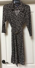 Chaps Black/ White Belted Dress 3/4 Sleeves, Stretch, Size XL. Lovely Dress!