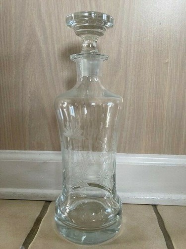 Decanter Summerfield LEONARD SILVER cut glass Wheat heavy Romania 12-3/4"t - Picture 5 of 12