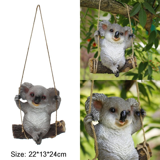 Swing Koala Bear Tree Hanging Decor Outdoor Figurines Patio Yard
