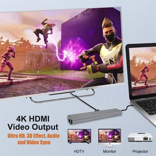 8 in 1 USB-C Type-C Hub 4K HDMI RJ45 Ethernet SD TF Adapter Cable For Mac Laptop - Picture 5 of 36