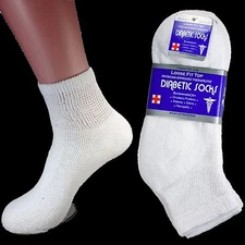 3-12 Pairs White Diabetic Ankle Quarter Crew Socks Health Mens Womens Size 9-15