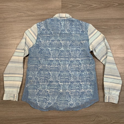 Ryan Michael Shirt Womens Small Snap Button Blue Cotton Lace Back Western - Picture 2 of 12
