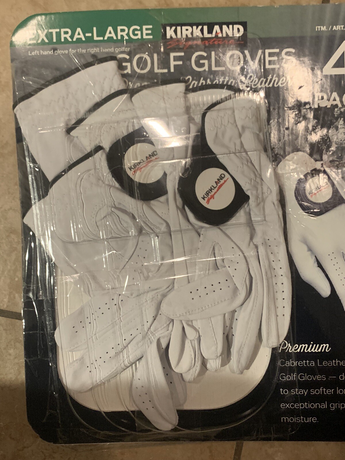 Kirkland Signature Golf Gloves Premium Cabretta Leather, Medium/Large (4 Count)