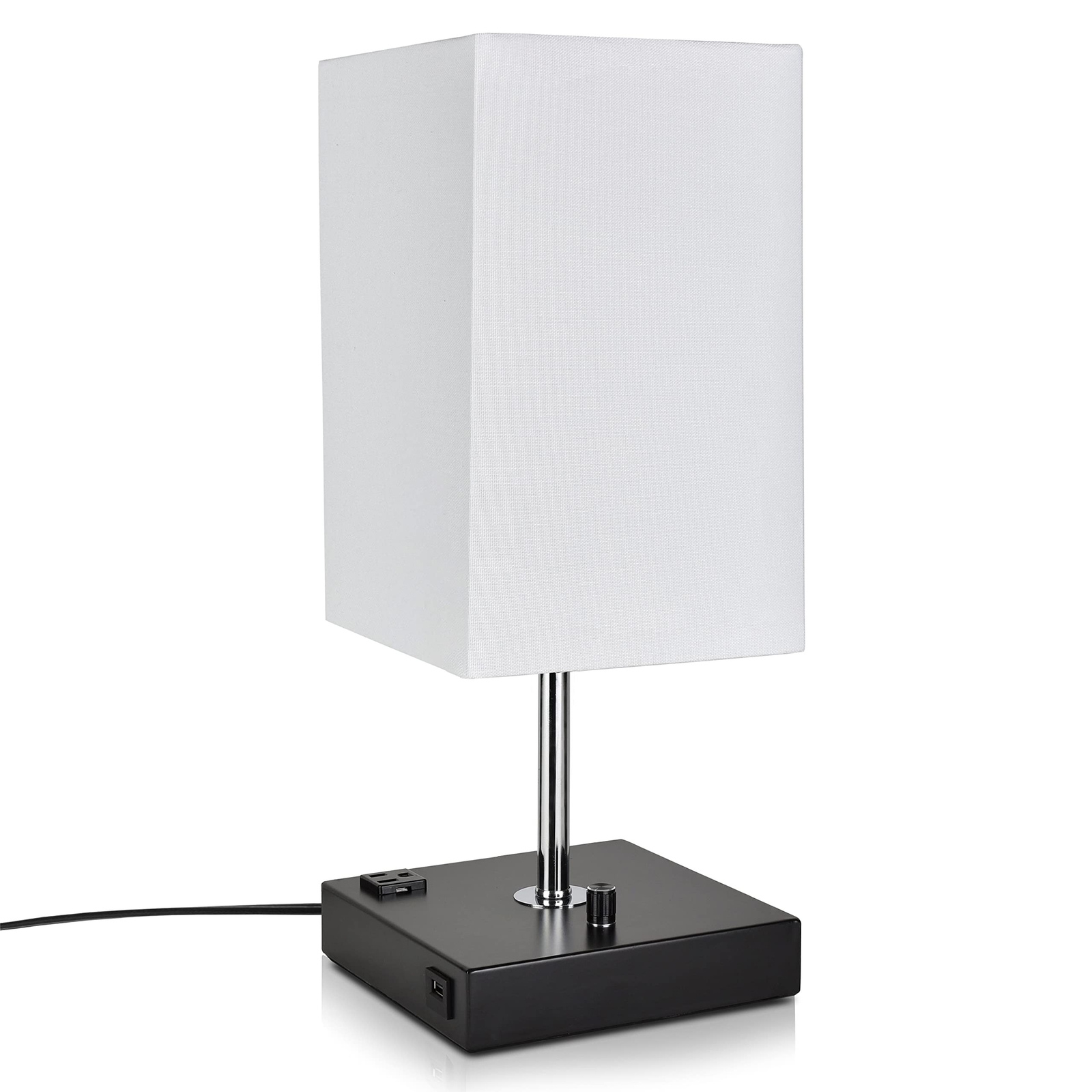 Modern Table Lamp White Large 100% Dimmable with 2 Fast Charge USB Ports & Gr...