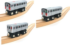 Wooden MTA NYC Subway Train Set of Three/ 3 Subway Line Cars