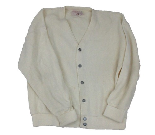 Vtg 70s JCPenney The Fox Sweater Cardigan Blue Orlon Acrylic Men