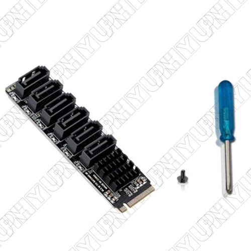 6x SATA3.0 M.2 M-key NVME Connector 6 Ports Adapter Expansion Card ASM1166 6Gbps