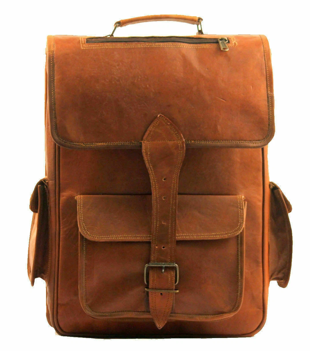 Brown Leather Men's Backpack Rucksack Bag Vintage Shoulder Laptop Messenger Bag