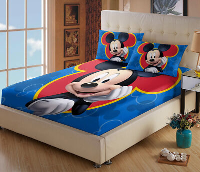 Mickey Minnie Kids Bed Decor Fitted Sheet Set Single/Double