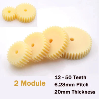 2 Module Nylon Spur Gear Pinion 12-50 Teeth 20mm Thickness Motor Gear Flat Gear - Bild 1 von 4