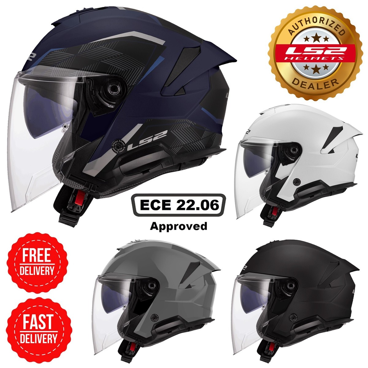 Motorcycle Helmets Helm Ls2 Half Face LS2 366182032 Jet Helmet