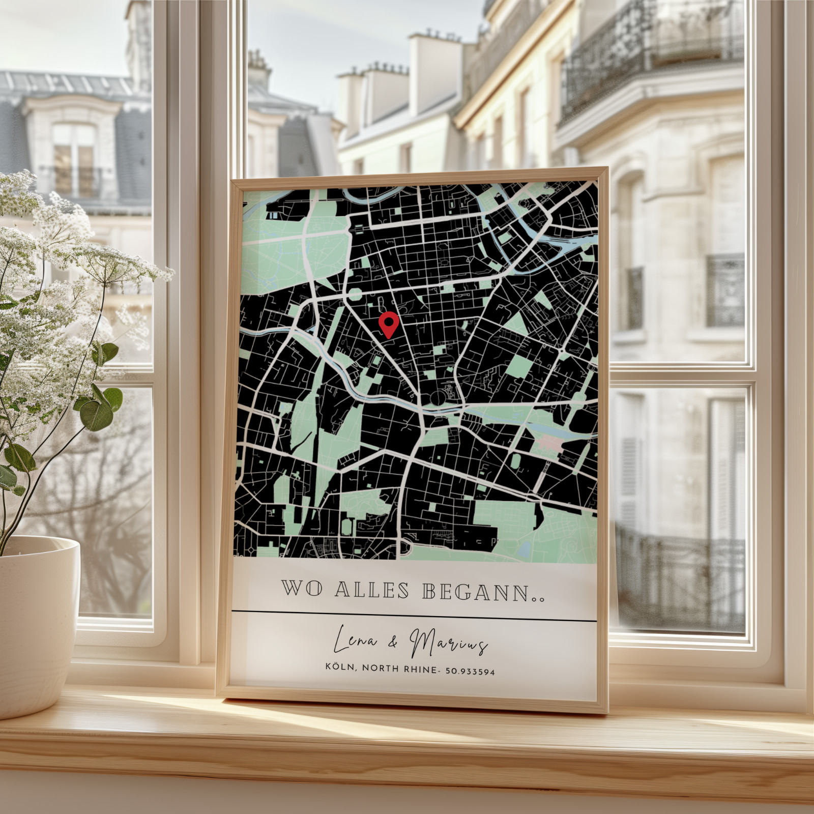 Jahrestagsgeschenk Map Poster "Wo alles begann" mit Koordinaten Hochzeit