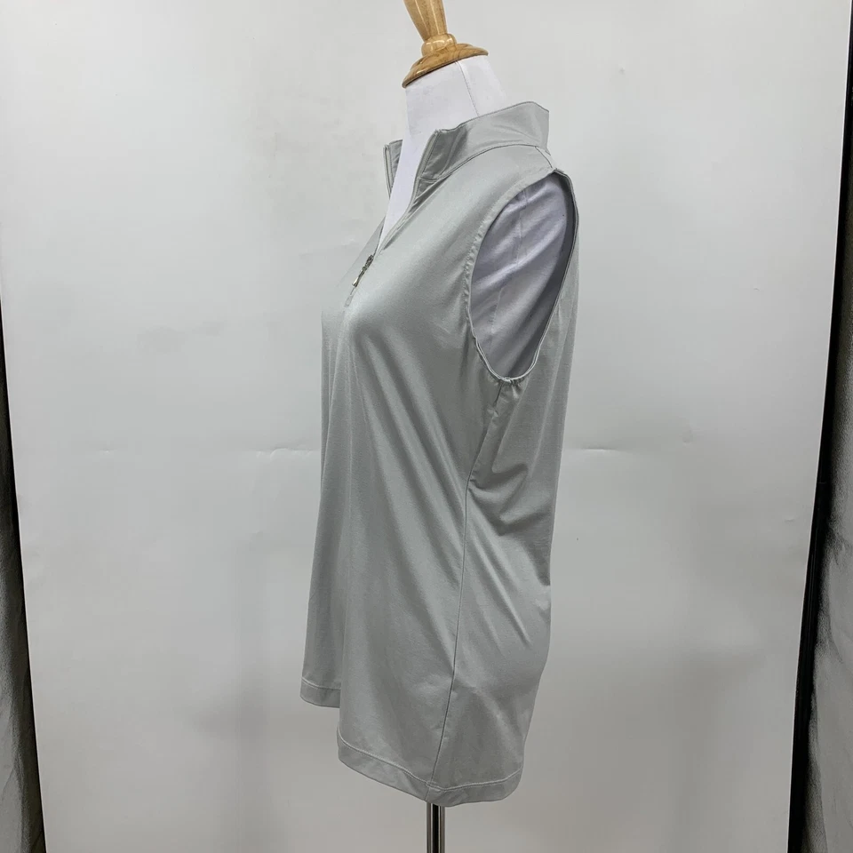 EP New York Tank Top Womens M Medium Silver Golf Sleeveless Quarter Zip Shiny - Image 4 of 4