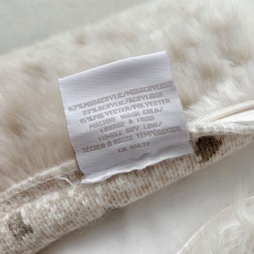 Restoration Hardware Faux Fur Snow Leopard Lumbar Bolster Pillow w/ Insert LARGE - Picture 10 of 14