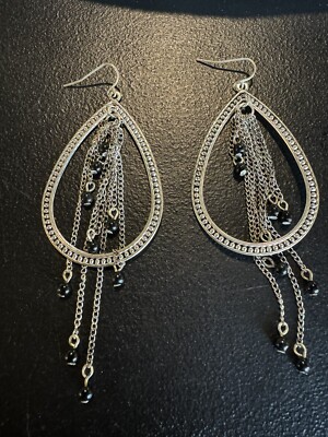 Napier silver toned dangle drizzle earrings