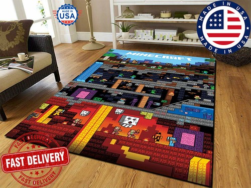Rug For Living Room Minecraft Gaming Area Rug Decor Floor Carpet Gamer Gift Ebay