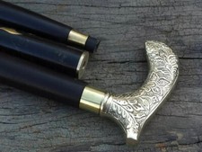 Antique Style Victorian Cane Wooden Walking Stick Vintage Solid Brass Handle New