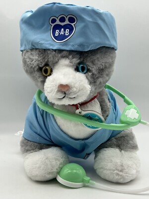 Build-A-Bear Workshop Promise Pets Grey Kitty Cat Plush 2023 11  Doctor Outfit