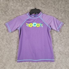 Kanu Surf Girls Sz XL 12/14 Swim Shirt Purple Swimwear Beach Pool Short Sleeve
