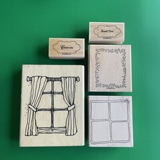 Retired Wood Mounted Rubber Stamps Window Frame Celebrate Sweet Mix Lot 5805