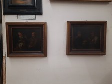 Dipinti A Olio Su Supporto Rigido Raffiguranti Personaggi , Pittore Fiammingo...