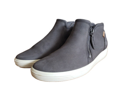 Ecco Soft 7 Side Zip Booties Women's Size 7 ,38 Gray Nubuck Leather Casual Shoes