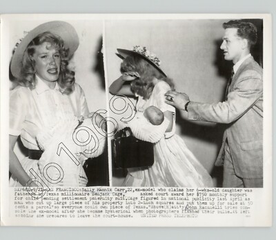SALLY MANNIX CARR & Daughter W/ Millionaire BEN JACK CAGE, Vtg. 1954 Press Photo