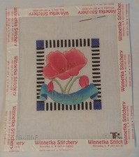 Melissa Shirley Needlepoint Poppy Candle Hand Painted 18 Mesh NEW