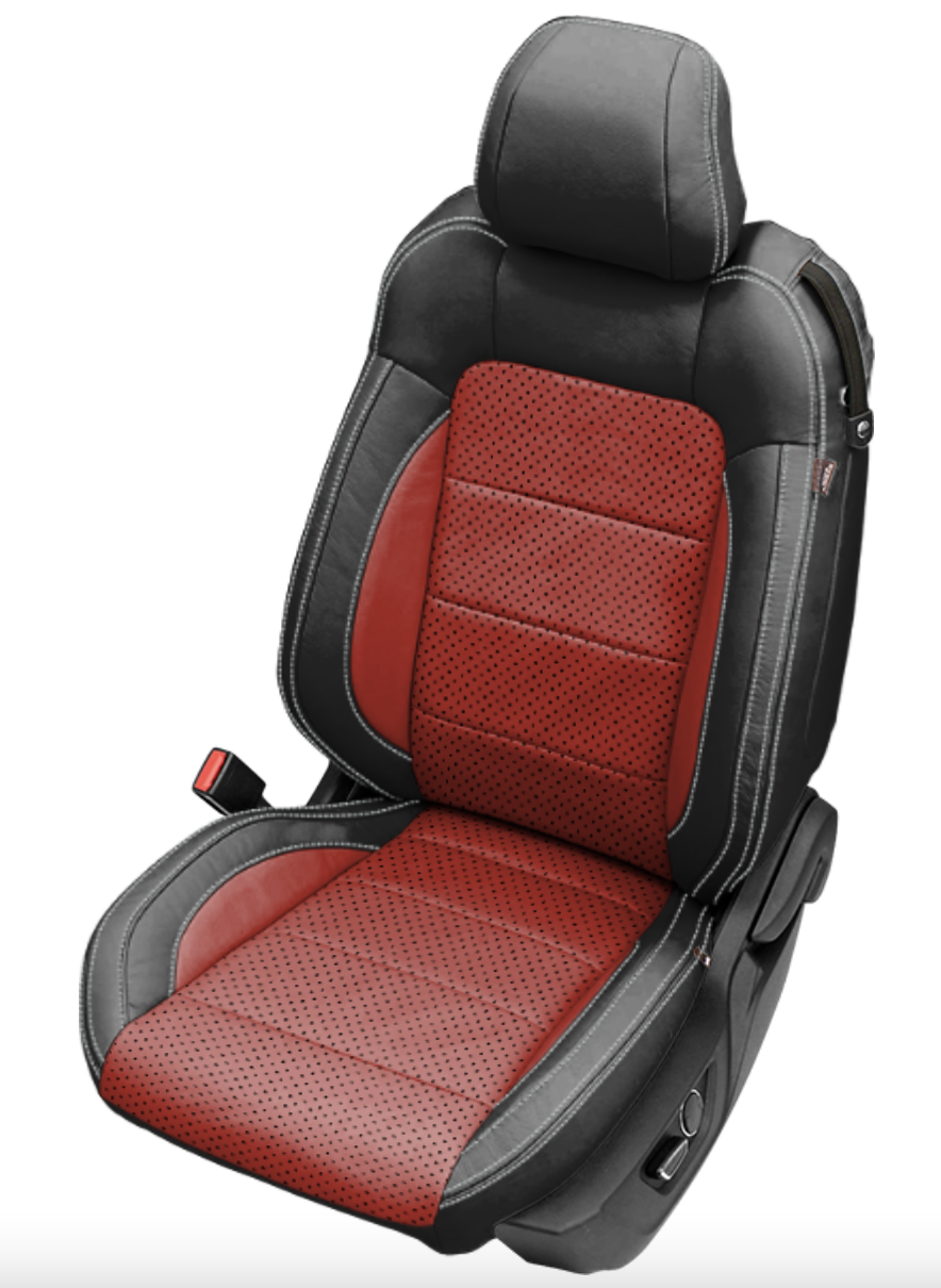 Custom Black & Red Leather Seat Covers For Ford Mustang Coupe or