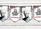 Personalised hellraiser horror birthday bunting, party decorations , gothic