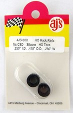 HO Scale Black Silicone Slot Car Tires .250" ID .415" OD .280" W - AJ's 800