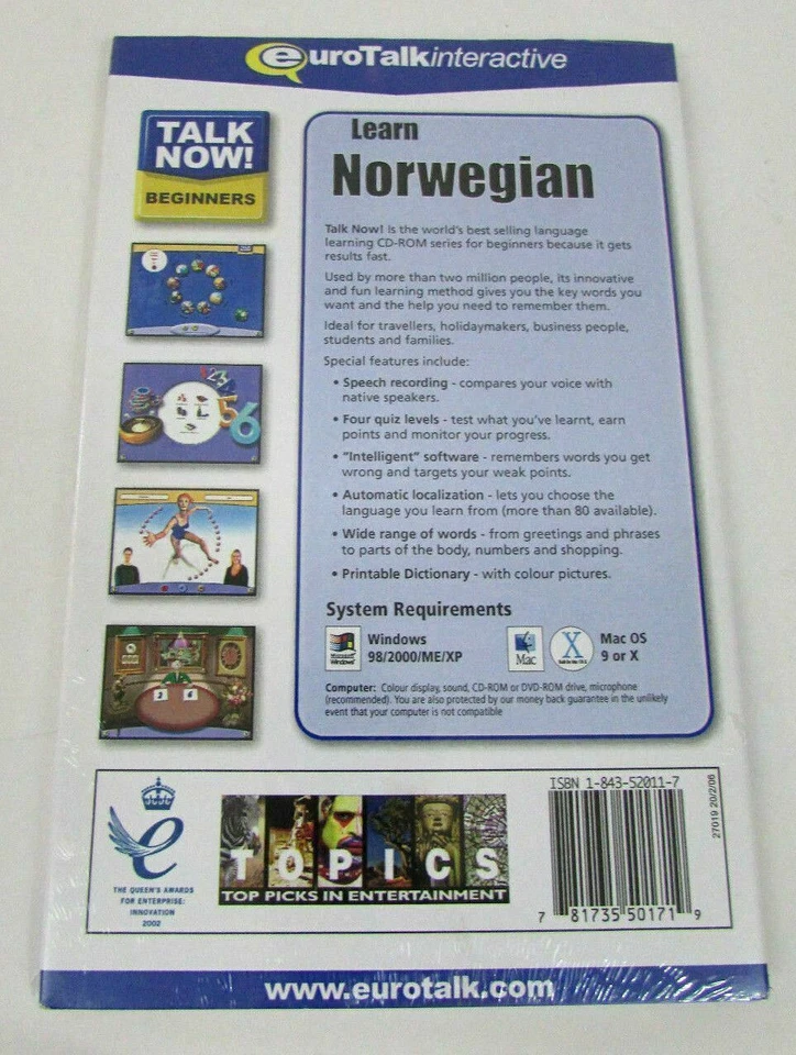 Eurotalk Talk Now Learn Norwegian for PC, Mac - Brand New - Image 2 of 3