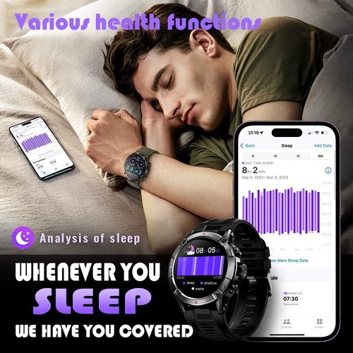ANSUNG Smartwatch Herren mit Telefonfunkt,1,52” IPS Touchscreen Wasserdicht 50m - Afbeelding 4 van 9