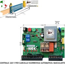 CENTRALINA SCHEDA CENTRALE CANCELLO SCORREVOLE R 433,92 MHZ X MOTORI 220 V 550 W