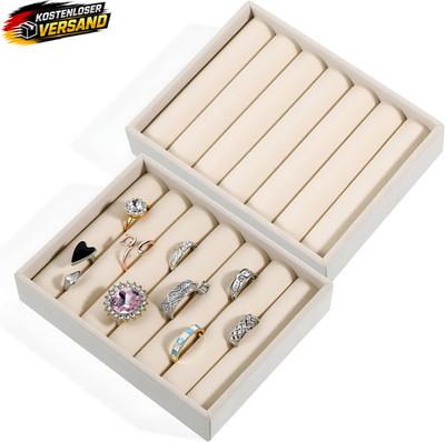 Schmuckaufbewahrung Set 2 Stück - Ringe Ohrringe Organizer in Beige