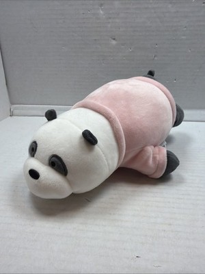 Miniso WE BARE BEARS PANDA Plush Stuffed Animal Soft Toy Laying Pink Shirt 11 