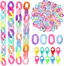 410PCS Acrylic Linking Rings, Link Connectors, Assorted Color Open Link Rings, w