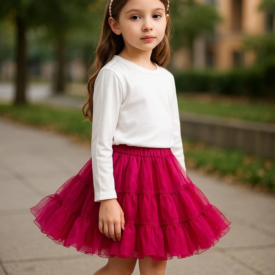 Falda Hartstrings Niñas Talla 12 Rosa Esponjosa Volantes Vacaciones San Valentín Navidad Foto 2 de 4