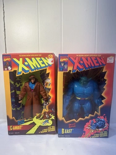 Vintage Marvel Comics 1994 Toybiz X-Men Gambit & Beast Deluxe Edition 10" NIB