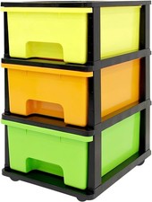 ABBAware Plastic Drawers Storage Unit, With Wheels, 3 x 17L Drawers Tower