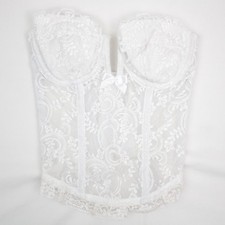 Vintage Lady Marlene White Lace Bustier Corset 32B Bridal Romantic Lingerie