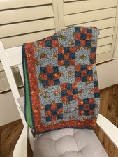 Baby Boy Quilt Handmade 44  x39  Blue Red Green Truck Tractor Spaceship Pattern