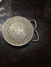 Bergamota 1974 Latón Funciona Calendario Azteca Hebilla Cinturón Vintage Vaquero Occidental