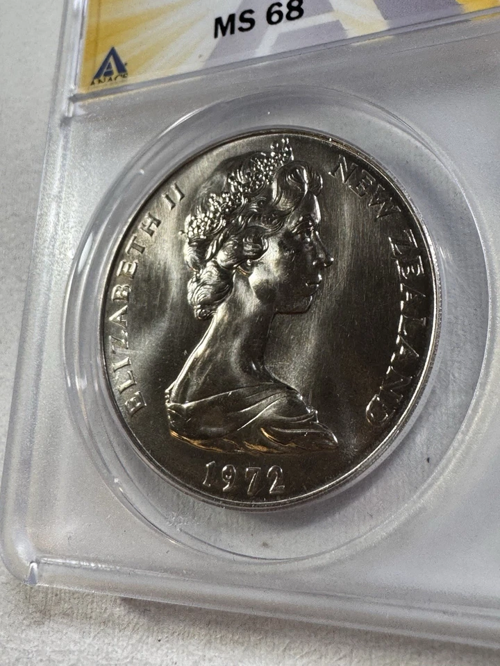 Nueva Zelanda 1972 1 dólar calificado como nuevo 68 por ANACS Foto 3 de 4