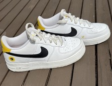 Nike Air Force 1 LV8 Big Kid SZ 5Y White Black Dark Sulfur Yellow Sunflower