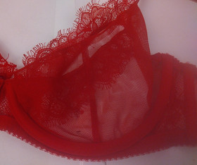 L'Agent By Agent Provocateur Red Ultra Sheer Seductive Underwired Bra Size 34 DD
