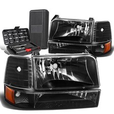 For 1992-1996 Ford F150f250f350 Headlight Bumper Lampstool Box Black Amber For 1992-1996 Ford F150f250f350 Headlight Bumper Lampstool Box Black Amber