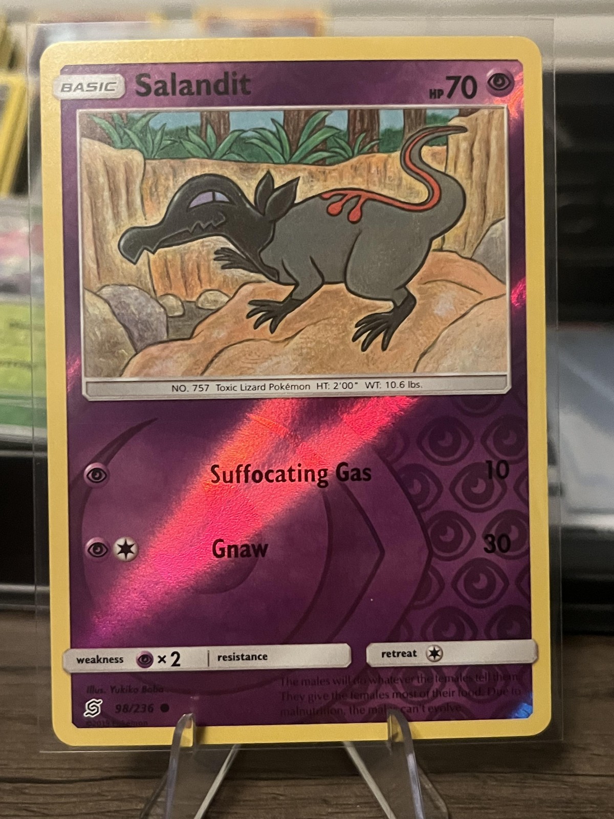 Pokemon TCG Salandit 98/236 Psychic Basic HP70 Reverse Holo Moderately Played