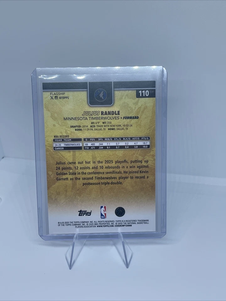 2025-26 Topps 篮球 Julius Randle #110 金镜(罕见)森林狼 — 第 2/2 张图片