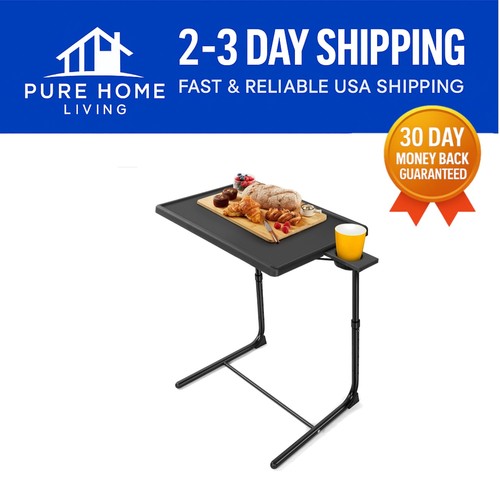 Sleek Modern TV Tray Table - 3 Tilt Angles & Adjustable Height for Comfort